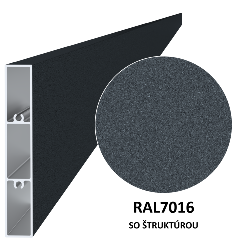 Profil 100x16mm, práškový lak, struktura RAL7016, L-6000mm